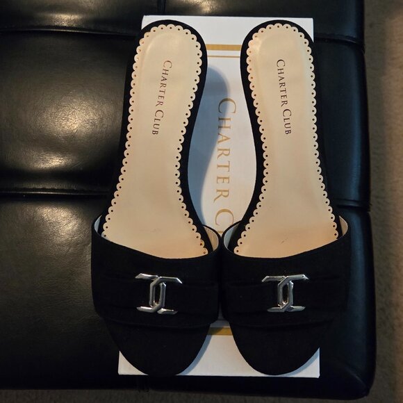NWT Charter Club Teessaa Black MC Black Suede Shoes - Picture 1 of 10